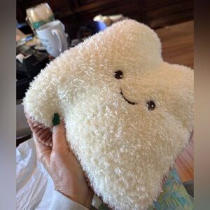 Target Smiling Toast Plush Pillow - Cream and Brown